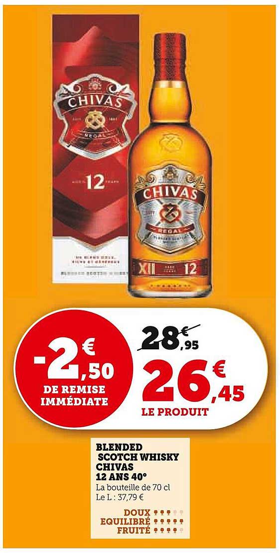 BLENDED SCOTCH WHISKY CHIVAS 12 ANS 40°