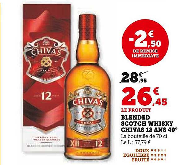 BLENDED SCOTCH WHISKY CHIVAS 12 ANS 40°