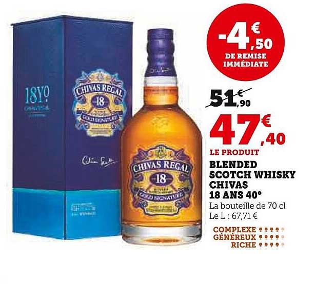 BLENDED SCOTCH WHISKY CHIVAS 18 ANS 40°