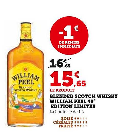 BLENDED SCOTCH WHISKY WILLIAM PEEL 40° EDITION LIMITEE