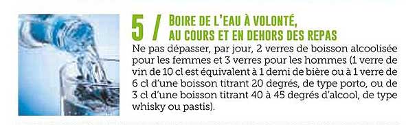 Boire de l'eau à volonté, au cours et en dehors des repas