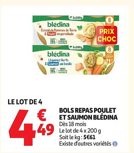 BOLS REPAS POULET ET SAUMON BLÉDINA