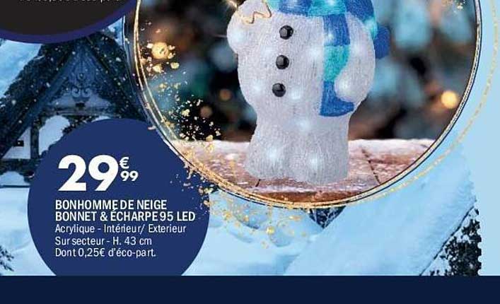 BONHOMME DE NEIGE BONNET & ÉCHARPE 95 LED