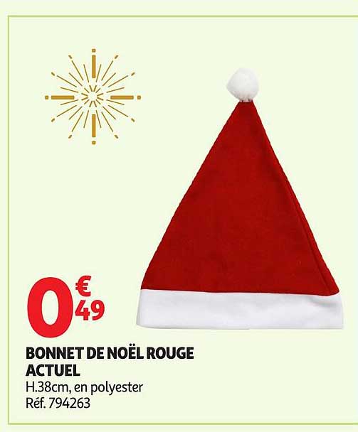 BONNET DE NOËL ROUGE ACTUEL