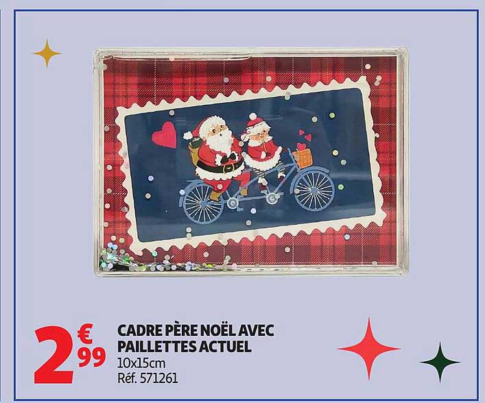 CADRE PÈRE NOËL AVEC PAILLETTES ACTUEL