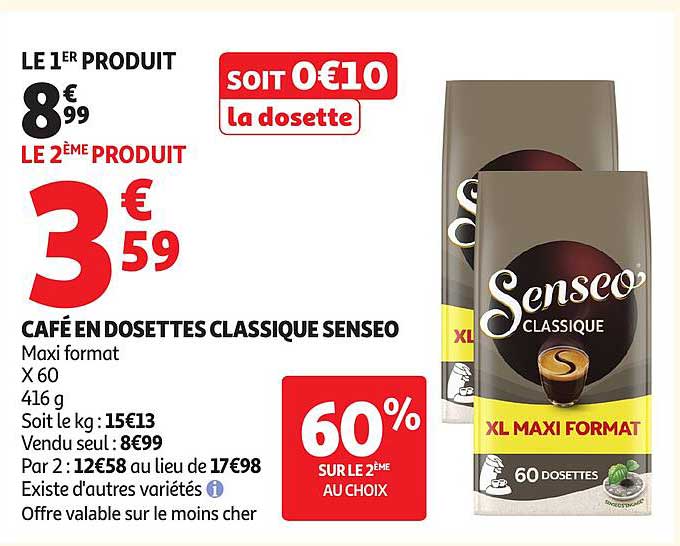CAFE EN DOSSETTES CLASSIQUE SENSEO XL MAXI FORMAT
