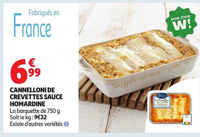 CANNELLONI DE CREVETTES SAUCE HOMARDINE