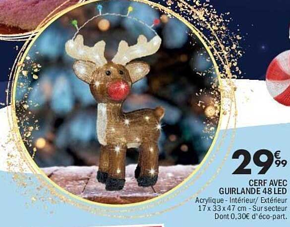 CERF AVEC GUIRLANDE 48 LED