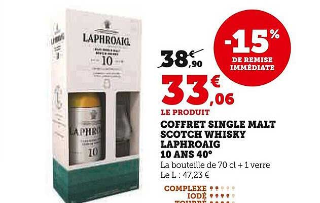 COFFRET SINGLE MALT SCOTCH WHISKY LAPHROAIG 10 ANS 40°
