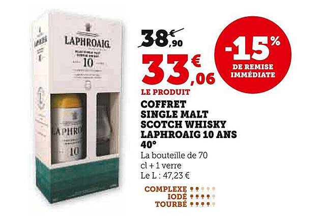 COFFRET SINGLE MALT SCOTCH WHISKY LAPHROAIG 10 ANS 40°