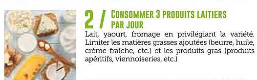 CONSUMMER 3 PRODUITS LAITIERS PAR JOUR