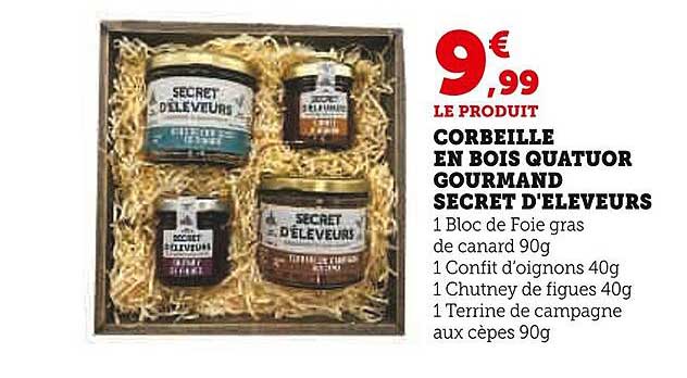 CORBEILLE EN BOIS QUATROUR GOURMAND SECRET D'ÉLEVEURS