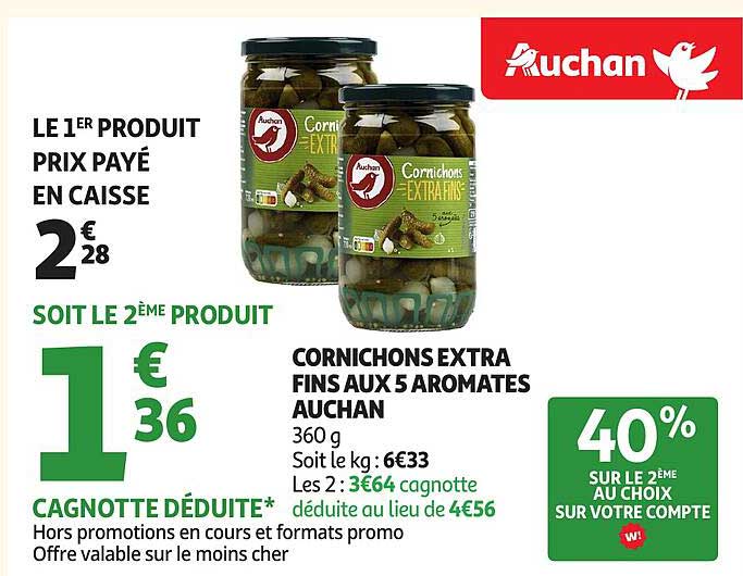 Cornichons Extra Fins aux 5 Aromates Auchan