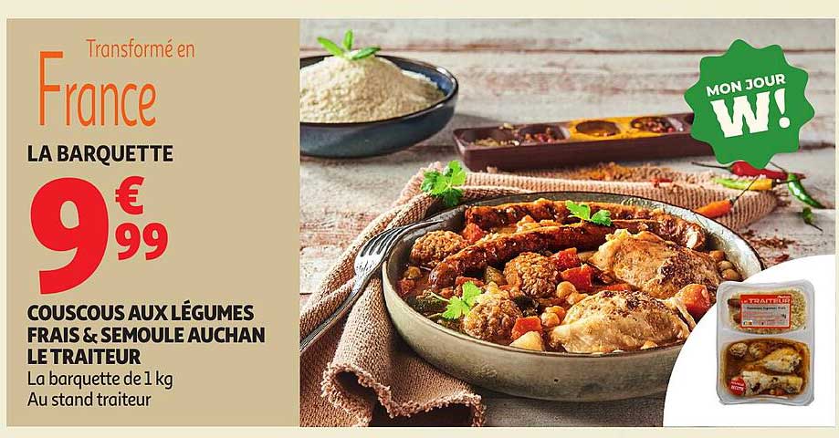 Couscous aux légumes frais & semoule Auchan le traiteur