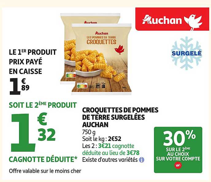 Croquettes de Pommes de Terre Surgelées Auchan