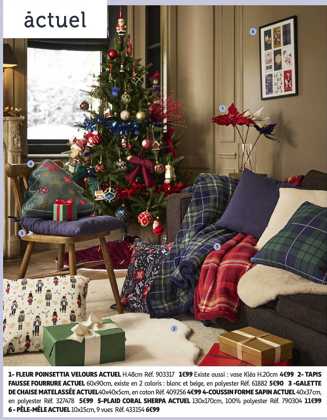 FLEUR POINSETTIA VELOURS ACTUEL H.48cm