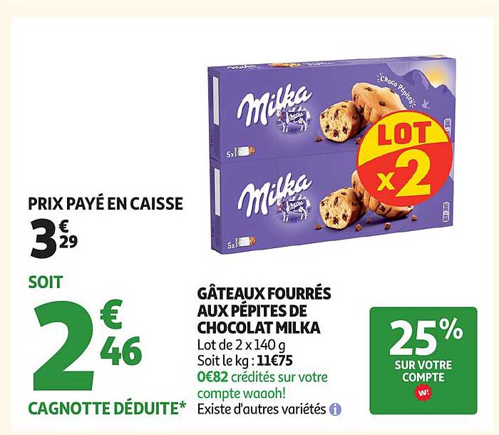 GÂTEAUX FOURRÉS AUX PÉPITES DE CHOCOLAT MILKA