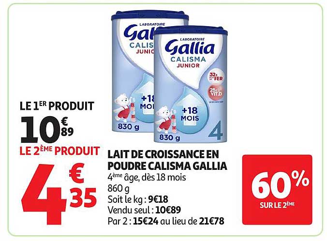 LAIT DE CROISSANCE EN POUDRE CALISMA GALLIA