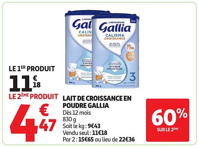 LAIT DE CROISSANCE EN POUDRE GALLIA