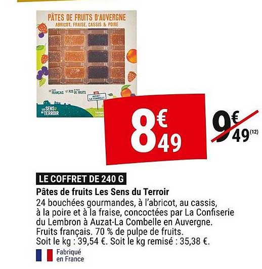 LE COFFRET DE 240 G Pâtes de fruits Les Sens du Terroir