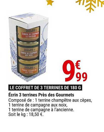LE COFFRET DE 3 TERRINES DE 180 G
