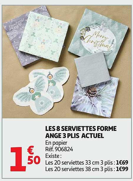 LES 8 SERVIETTES FORME ANGE 3 PLOTS ACTUEL