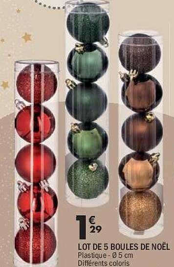 LOT DE 5 BOULES DE NOËL