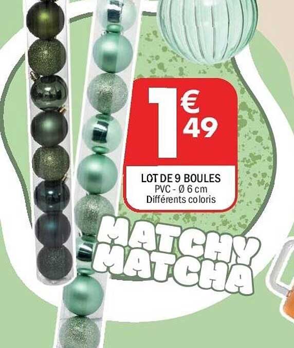 LOT DE 9 BOULES PVC - Ø 6 cm Différents coloris