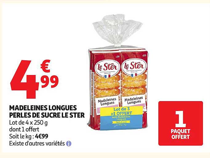 MADELEINES LONGUES PERLES DE SUCRE LE STER