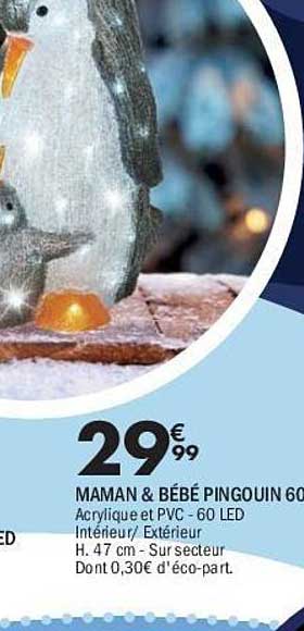 MAMAN & BÉBÉ PINGOUIN 60 LED