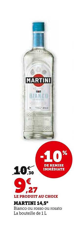 MARTINI 14,5° Bianco ou rosso ou rosato - La bouteille de 1 L