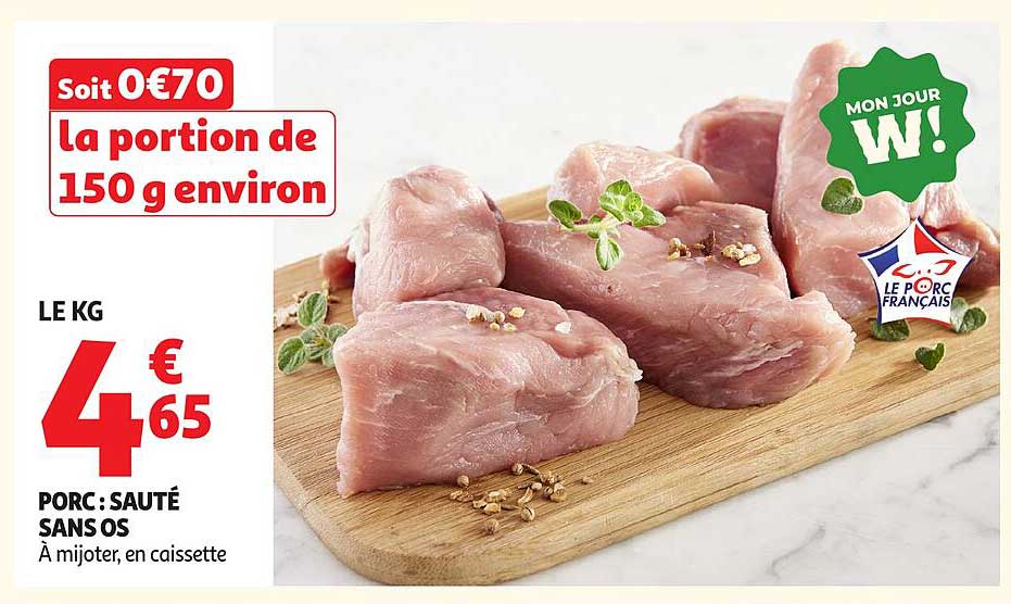 Porc : Sauté sans os