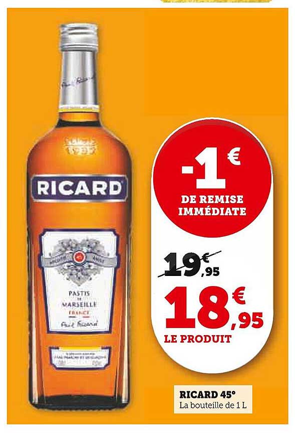 RICARD 45° La bouteille de 1 L
