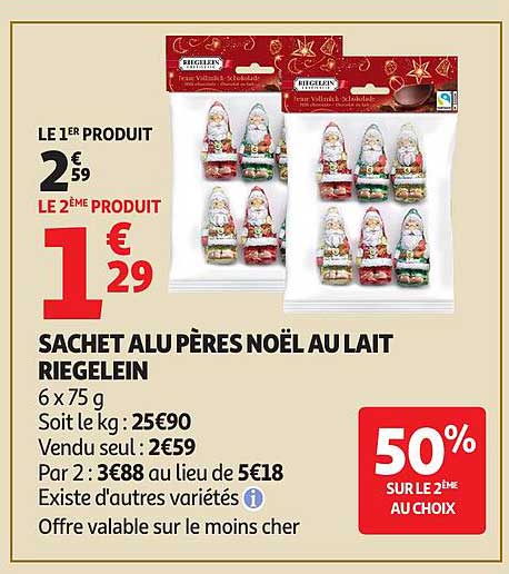 SACHET ALU PÈRES NOËL AU LAIT RIEGELEIN