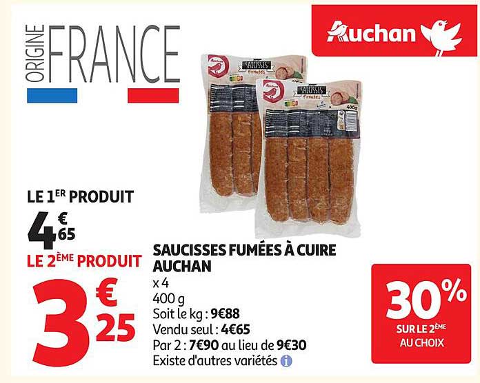 SAUCISSES FUMÉES À CUIRE AUCHAN