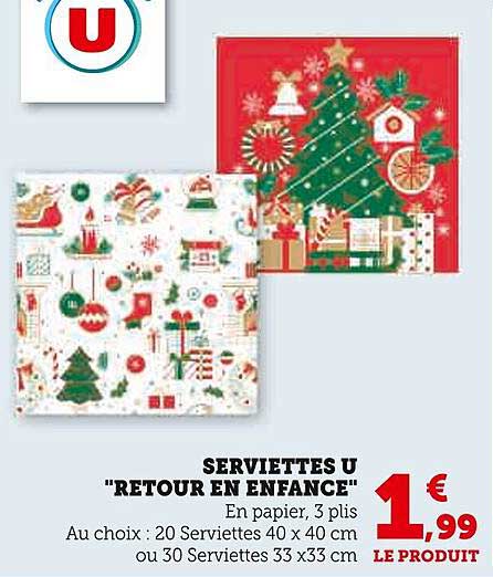 SERVIETTES U "RETOUR EN ENFANCE"