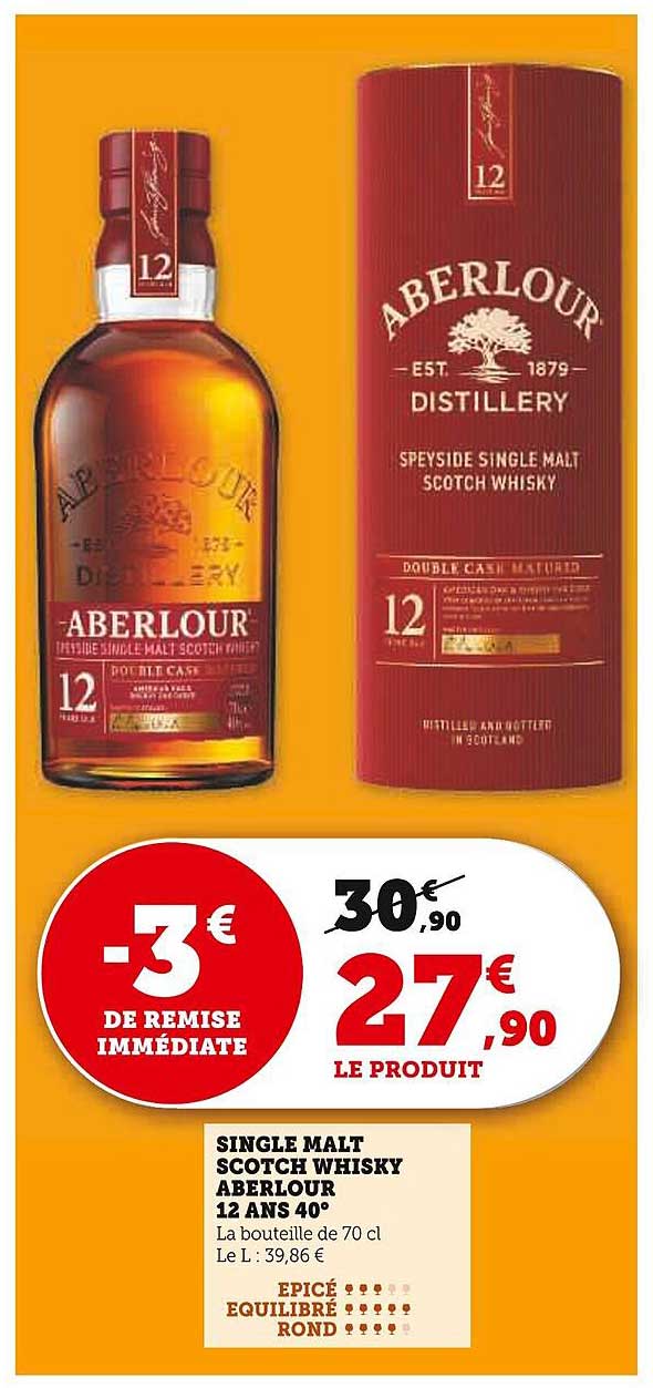 SINGLE MALT SCOTCH WHISKY ABERLOUR 12 ANS 40°