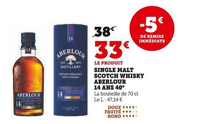 SINGLE MALT SCOTCH WHISKY ABERLOUR 14 ANS 40°