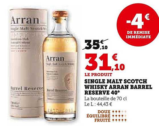 SINGLE MALT SCOTCH WHISKY ARRAN BARREL RESERVE 40°