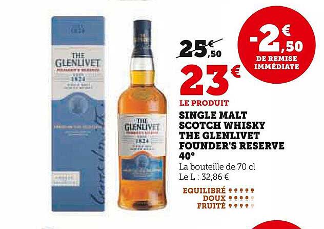 SINGLE MALT SCOTCH WHISKY THE GLENLIVET FOUNDER'S RESERVE 40°