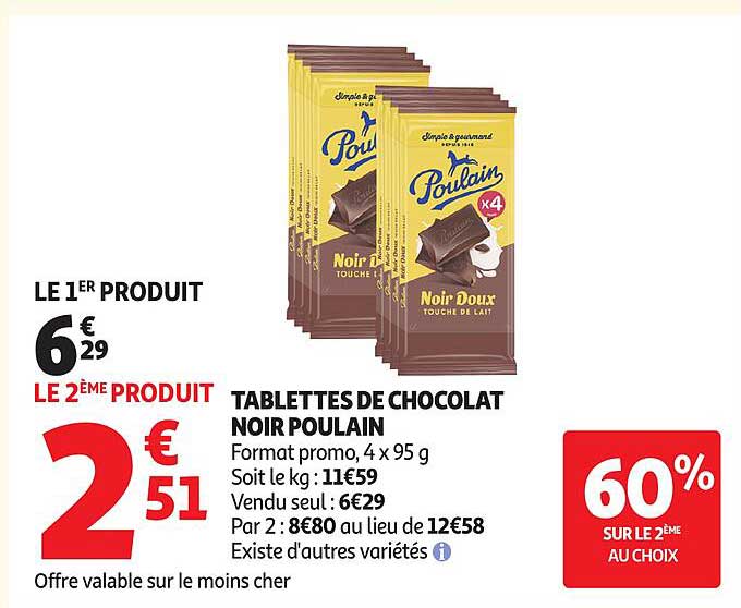 TABLETTES DE CHOCOLAT NOIR POULAIN