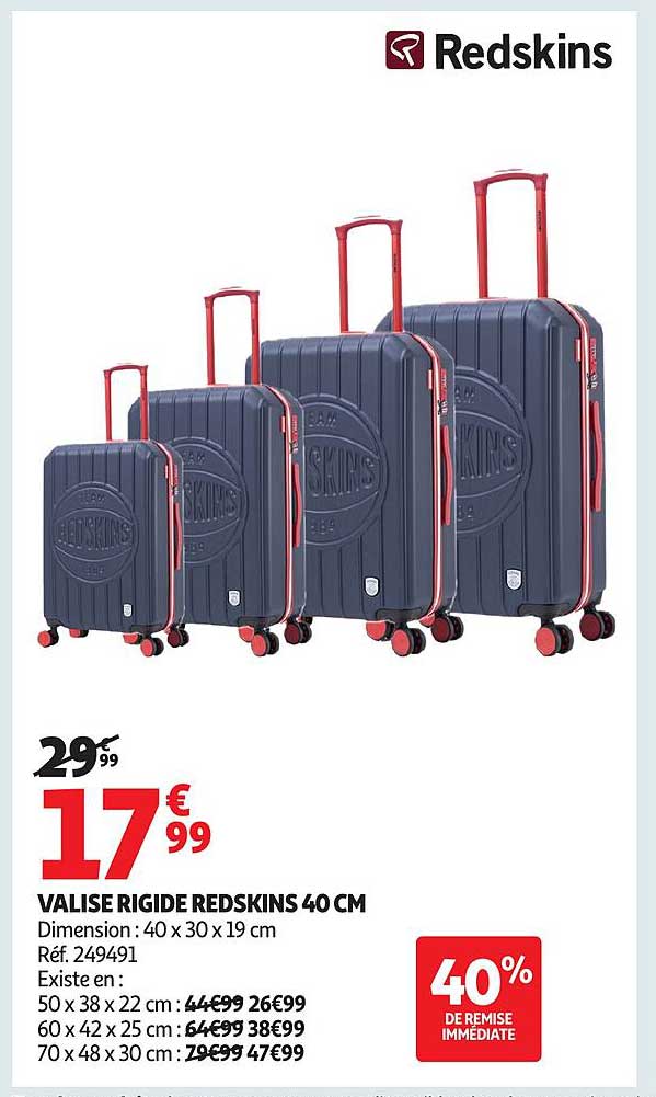 VALISE RIGIDE REDSKINS 40 CM