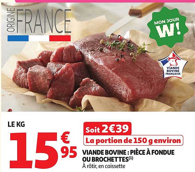 VIANDE BOVINE : PIÈCE À FONDUE OU BROCHETTES