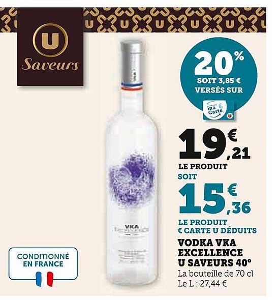 Vodka VKA Excellence U Saveurs 40°