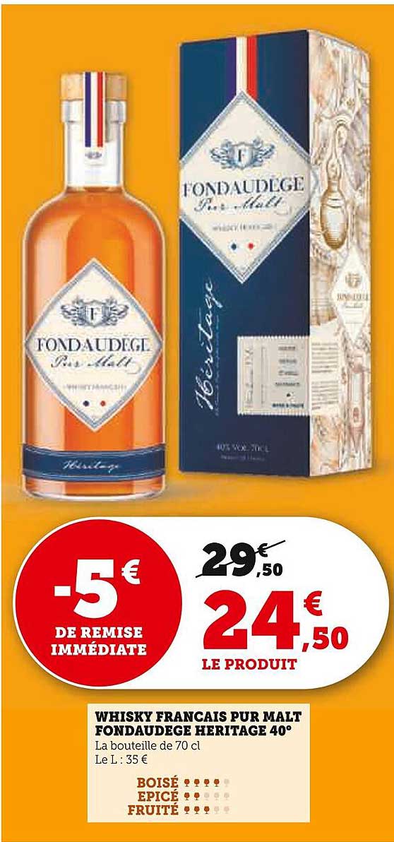 WHISKY FRANCAIS PUR MALT FONDAUDEGE HERITAGE 40°