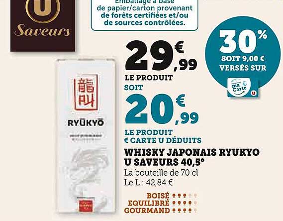 WHISKY JAPONAIS RYUKYO U SAVEURS 40,5°