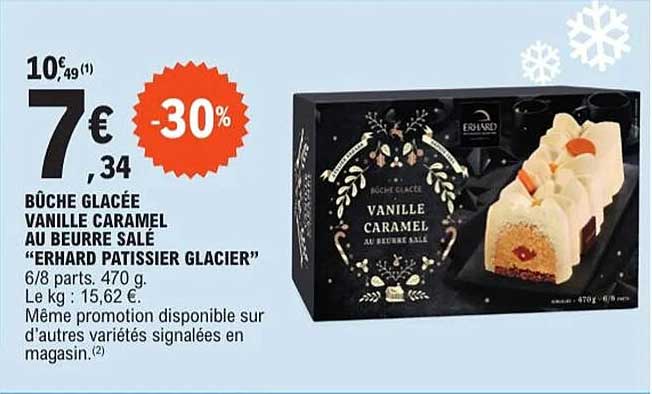 BÛCHE GLACÉE VANILLE CARAMEL AU BEURRE SALÉ "ERHARD PATISSIER GLACIER"