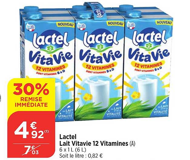 Lactel Lait Vitavie 12 Vitamines