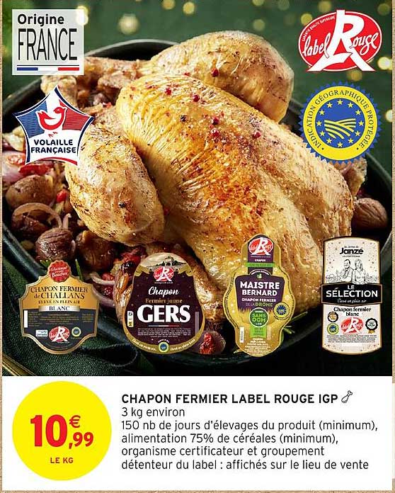 Promo Chapon Fermier Label Rouge Igp chez Intermarché Hyper ...