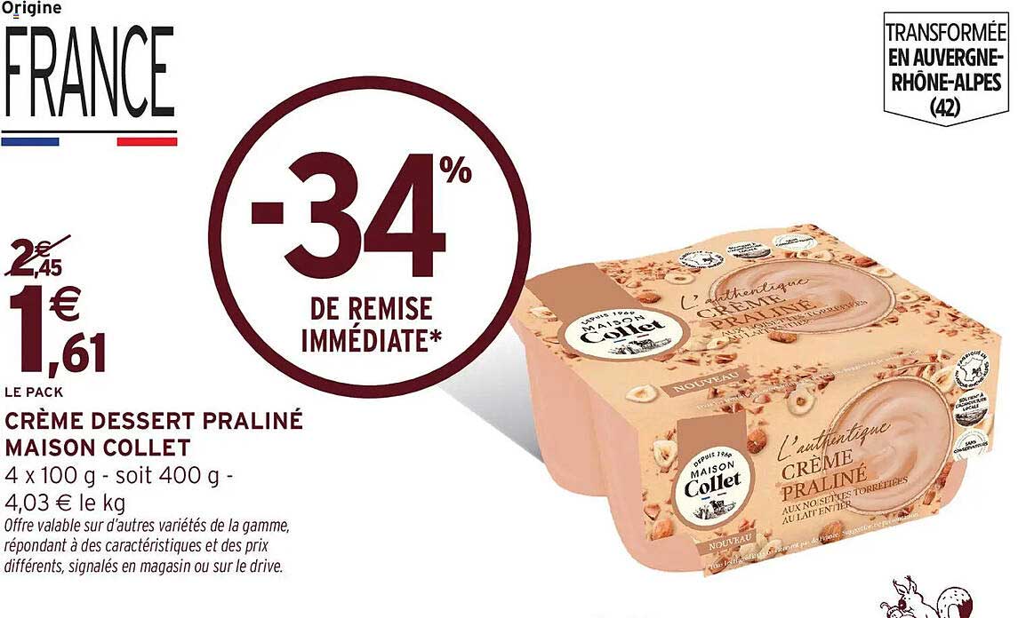 Promo Crème Dessert Praliné Maison Collet chez Intermarché ...